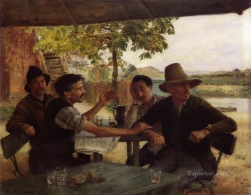 Emile Friant Painting - DiscussionPolitique 1889Large Realism Emile Friant